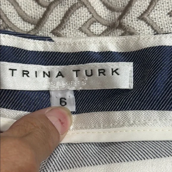 (R) TRINA TURK Navy and White Striped Pants, size  6 - Picture 5 of 14